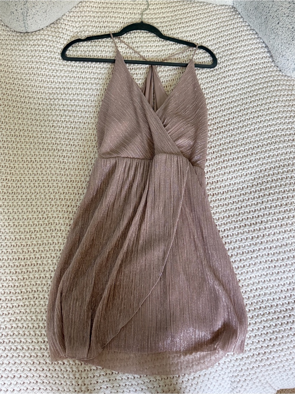 Blush shimmer wrap mini dress size S